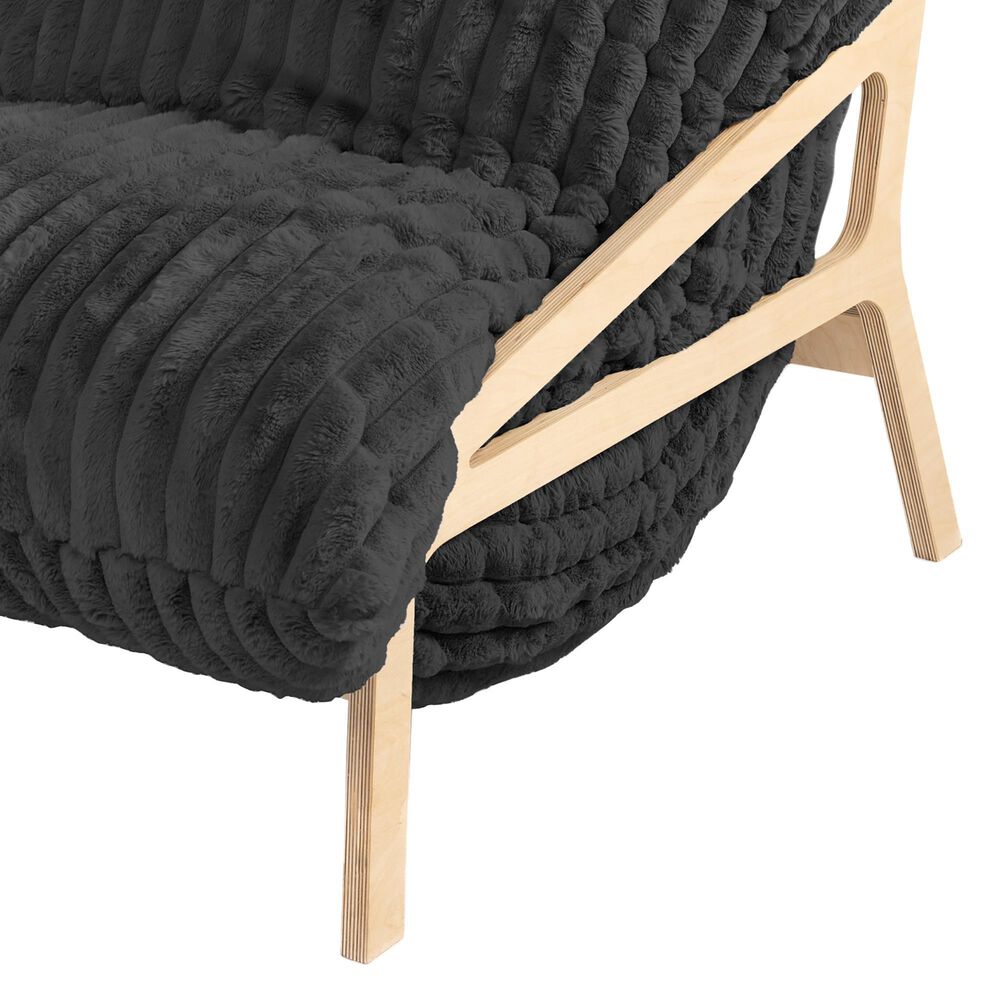 Jaxx Saxx Mondo Fur Bean Bag Lounge Chair in Black, , large