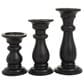 Maple and Jade 6", 8", 10" Turned Style Pillar Decorative Candle Holder in Black (Set of 3), , large