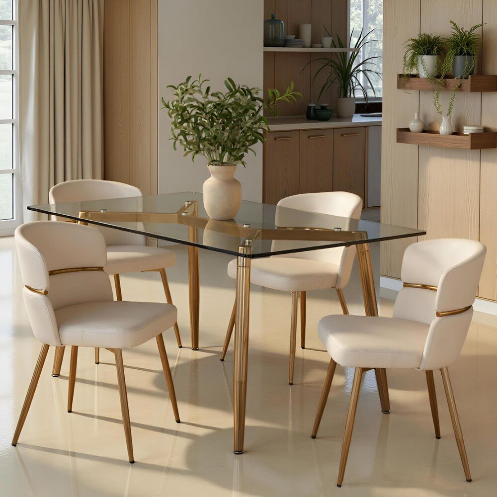 LumiSource Clara Dining Table in Gold and Clear - Table Only, , large