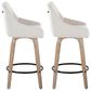LumiSource Hannah Swivel Counter Stool with Cream Fabric Upholstery in Whitewashed and Black (Set of 2), , large