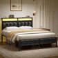 HOMLUX Queen Upholstered Platform Bed with 12.6" Under-bed Storage in Black, , large