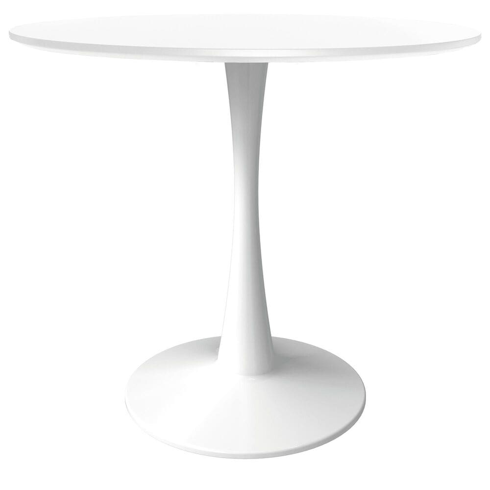 Leisuremod Bristol 24&quot; Round Dining Table with MDF Top in White - Table Only, , large