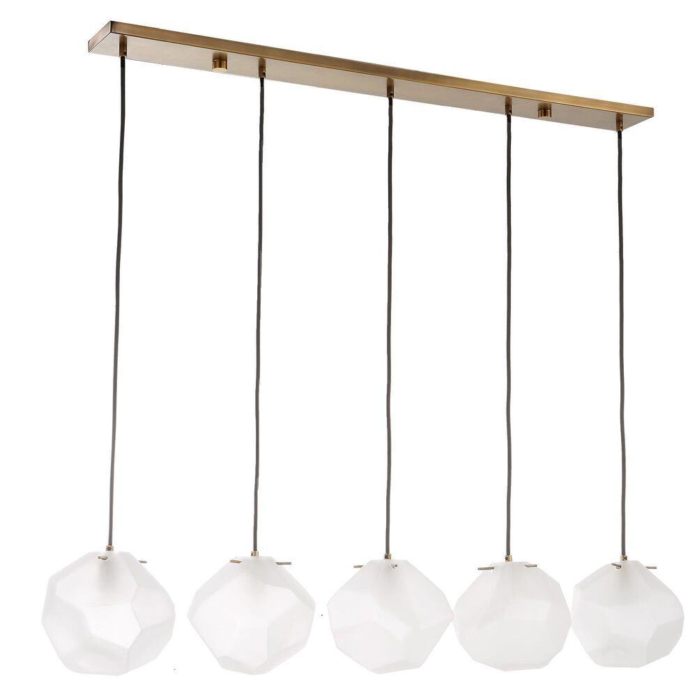 Uttermost Geodesic 5-Light Linear Pendant in Antique Brass and Black, , large
