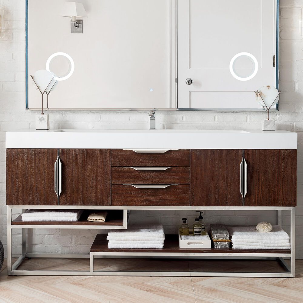James Martin Columbia 72" Single Bathroom Vanity Cabinet in Coffee Oak and Brushed Nickel, , large