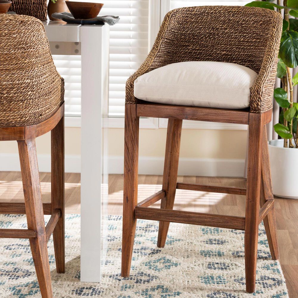 Baxton Studio Jasper Bar Stool in Brown Wash, , large