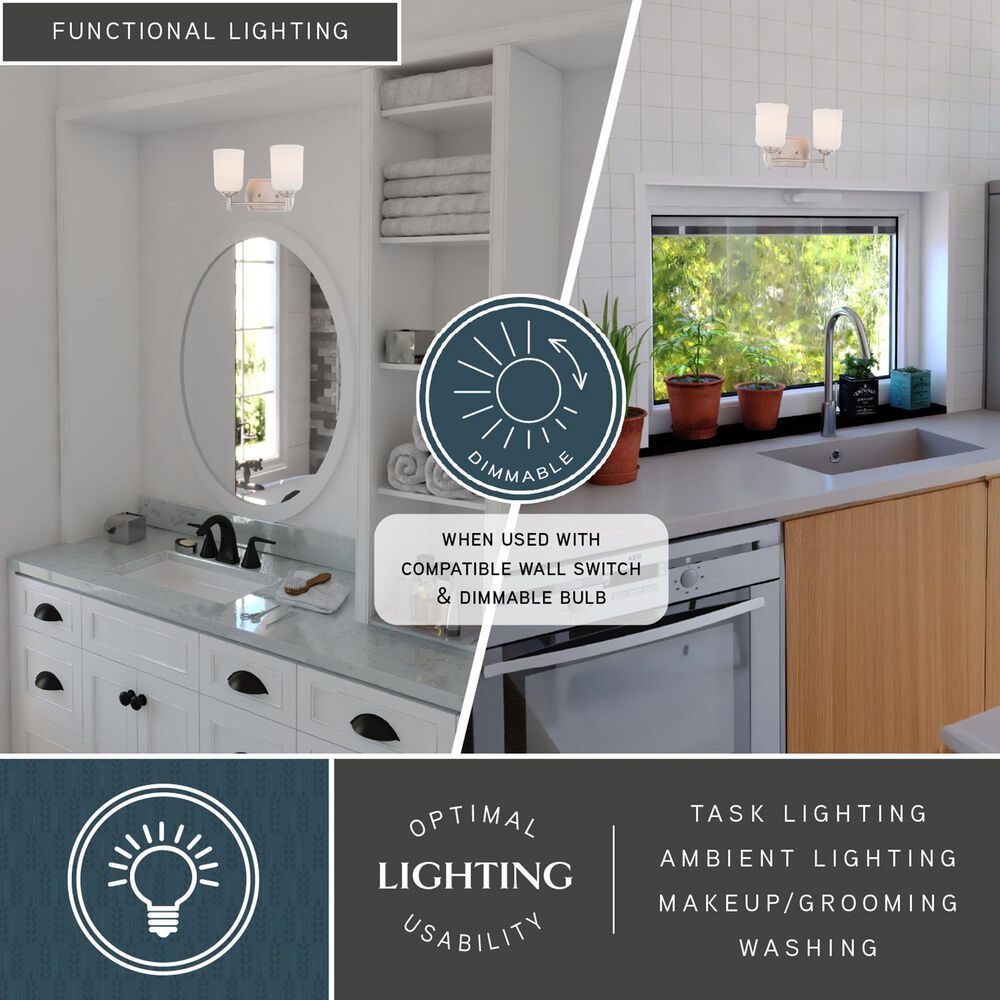 Vaxcel Laurelhurst 2-Light Bathroom Vanity in Satin Nickel, , large