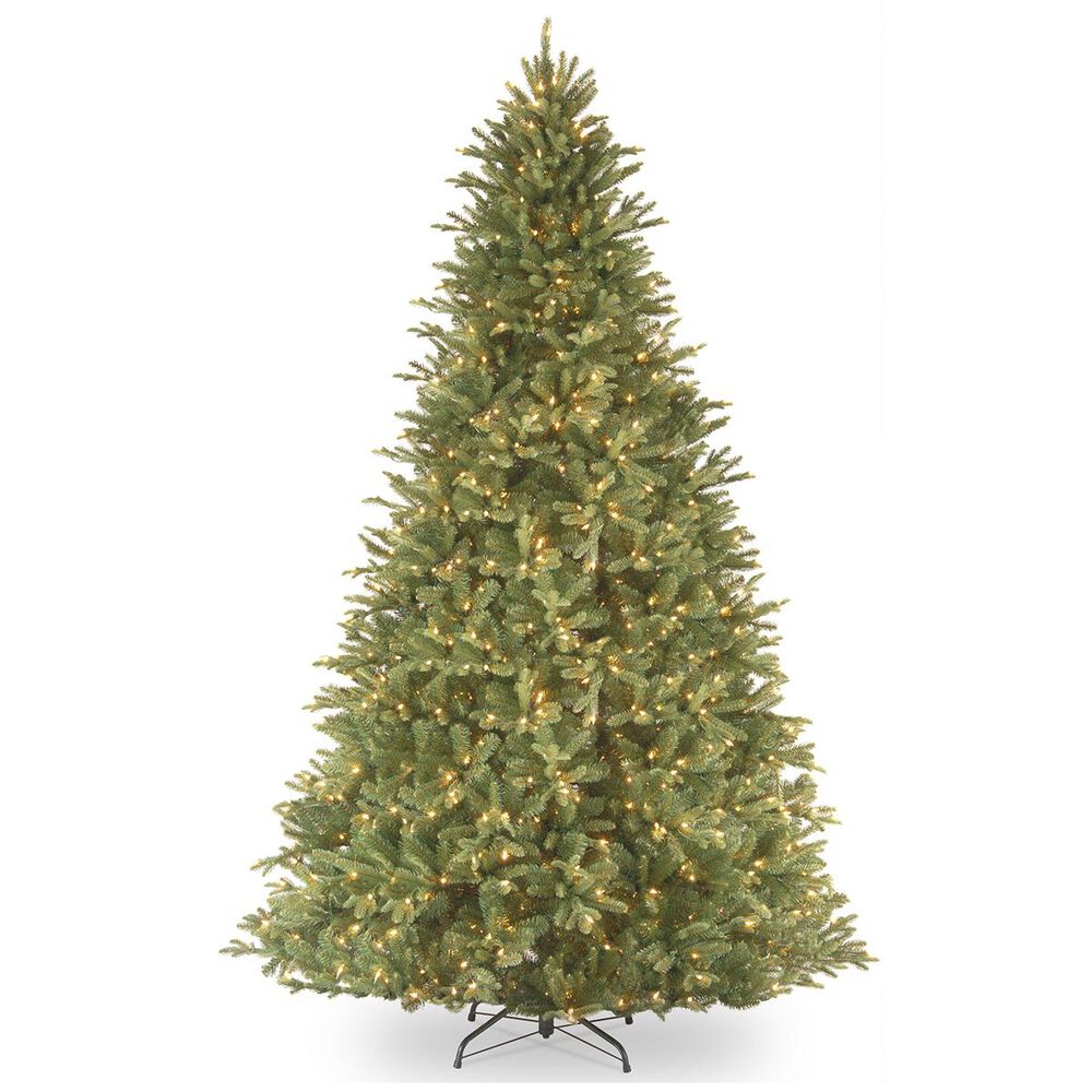 National Tree 9" Feel Real Tiffany Fir Hinged Tree with 1050 White Lights, , large