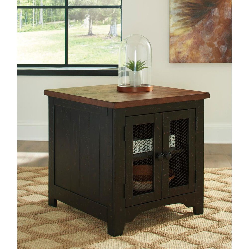 Ashley Valebeck Rectangular End Table in Black and Brown, , large