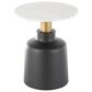 Maple and Jade Pedestal End Table with Faux Marble Top in Matte Black, White and Gold, , large