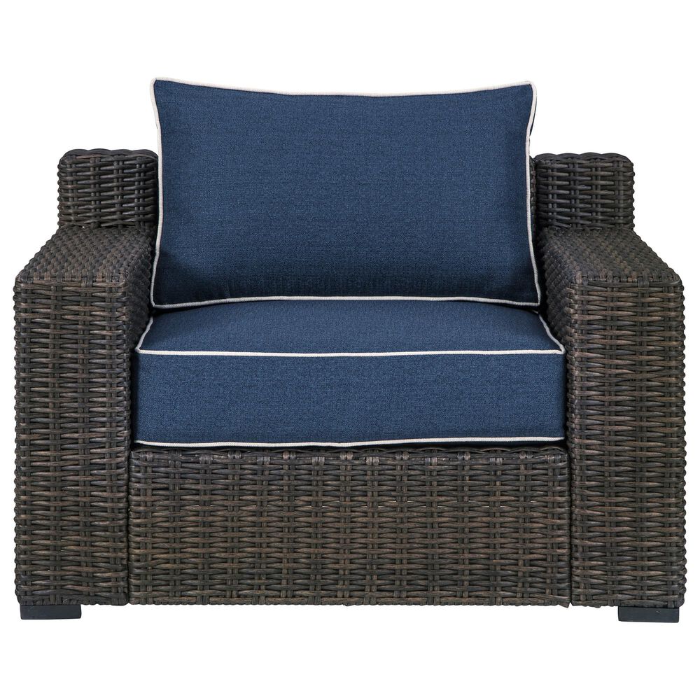 Signature Design by Ashley Grasson Lane Lounge Chair with Blue Cushion in Brown, , large