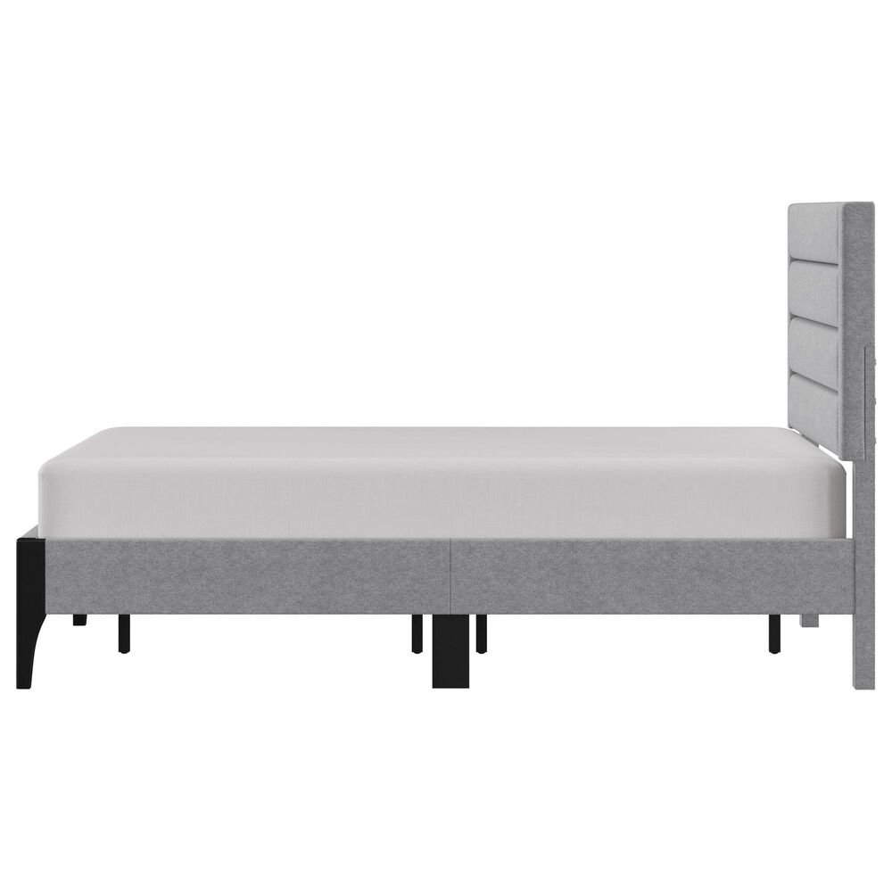Richlands Furniture Maryhill King Platform Bed with Light Gray Upholstery in Black, , large