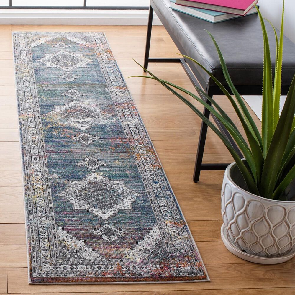 Safavieh Aria ARA201M 2&#39; x 8&#39; Ivory and Blue Runner, , large