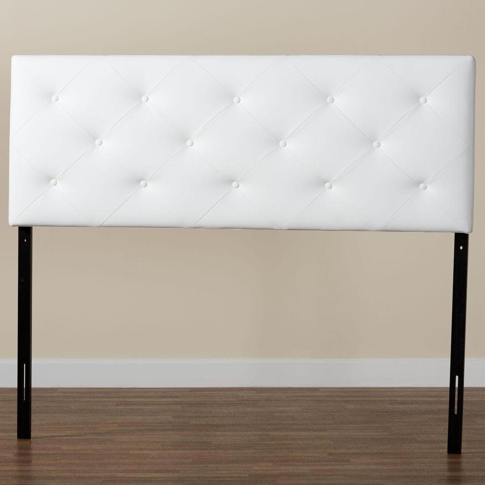 Baxton Studio Baltimore King Upholstered Panel Headboard in White, , large
