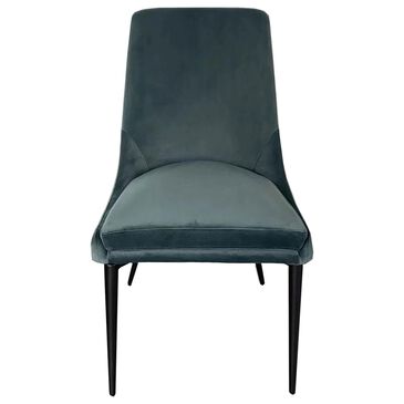 Urban Home Winston Dining Chair in Smoked Green Fabric and Black Finish, , large