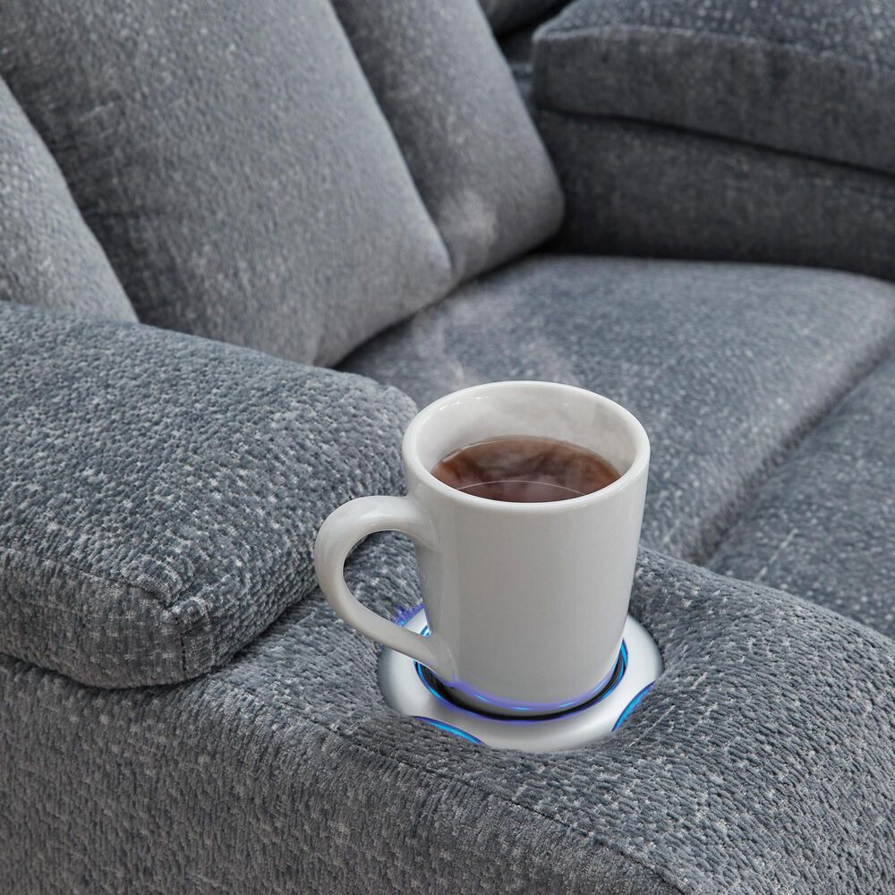 Ashley Forest Lake Power Reclining Loveseat in Steel, , large
