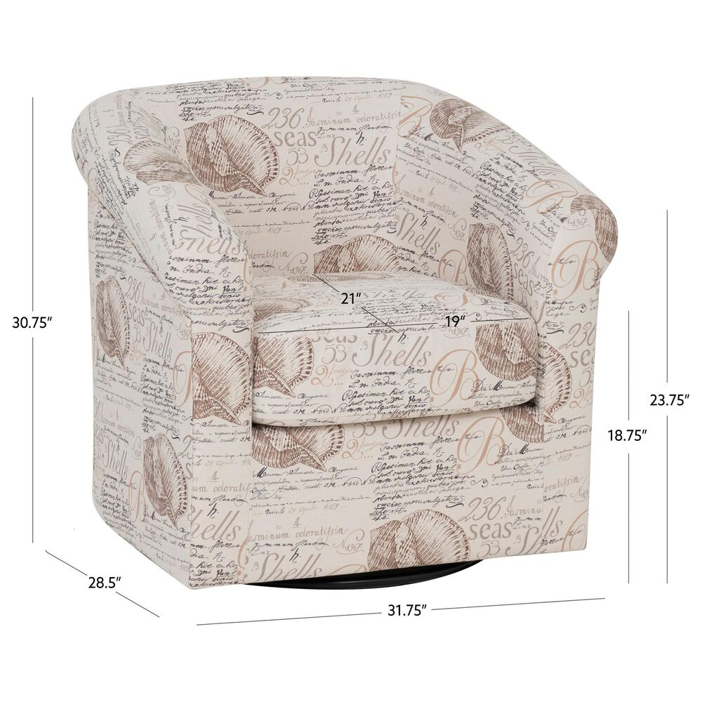 Linon Home Decor Bonnie Swivel Club Chair in Sea Swirl, , large