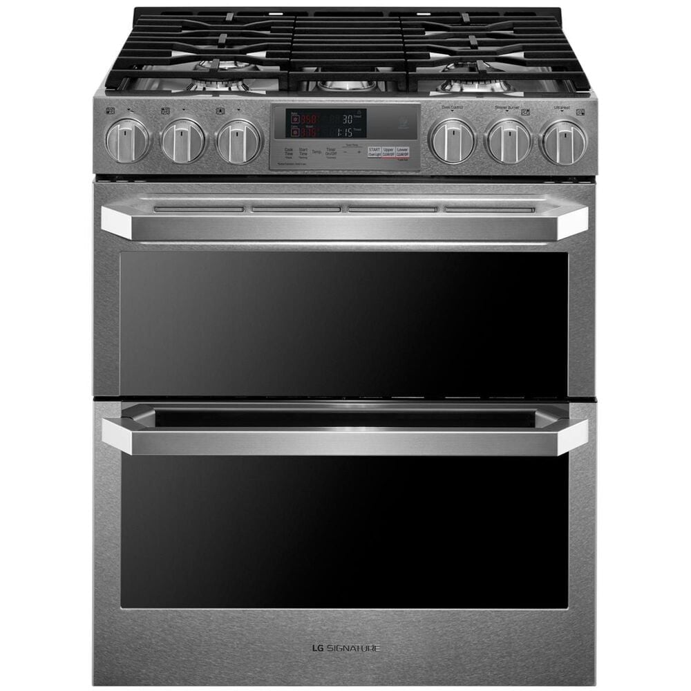 LG Dual Fuel Double Oven Range in Textured Steel, , large