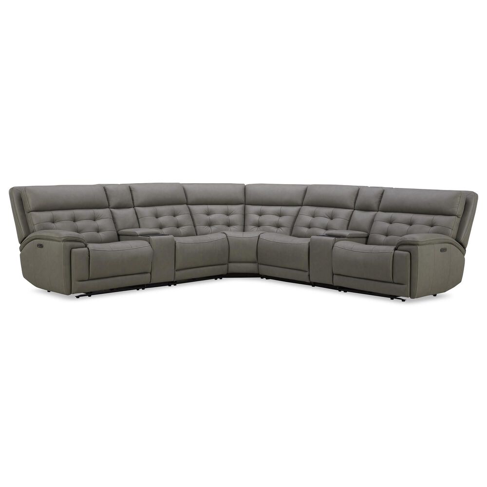 Interlochen 6-Piece Leather Power Reclining Sectional in Aline Light Gray, , large