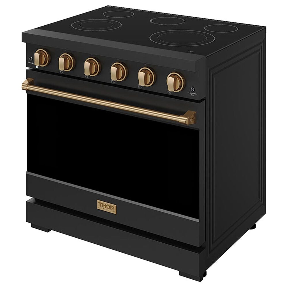 Thor Kitchen Gordon Ramsay 6 Cu. Ft. Professional Freestanding Electric Range with Bronze Handle Kit in Black, , large
