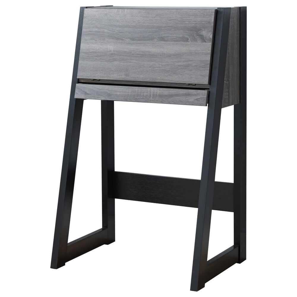 Furniture of America Krueger Secretary Desk in Dark Gray and Black, , large