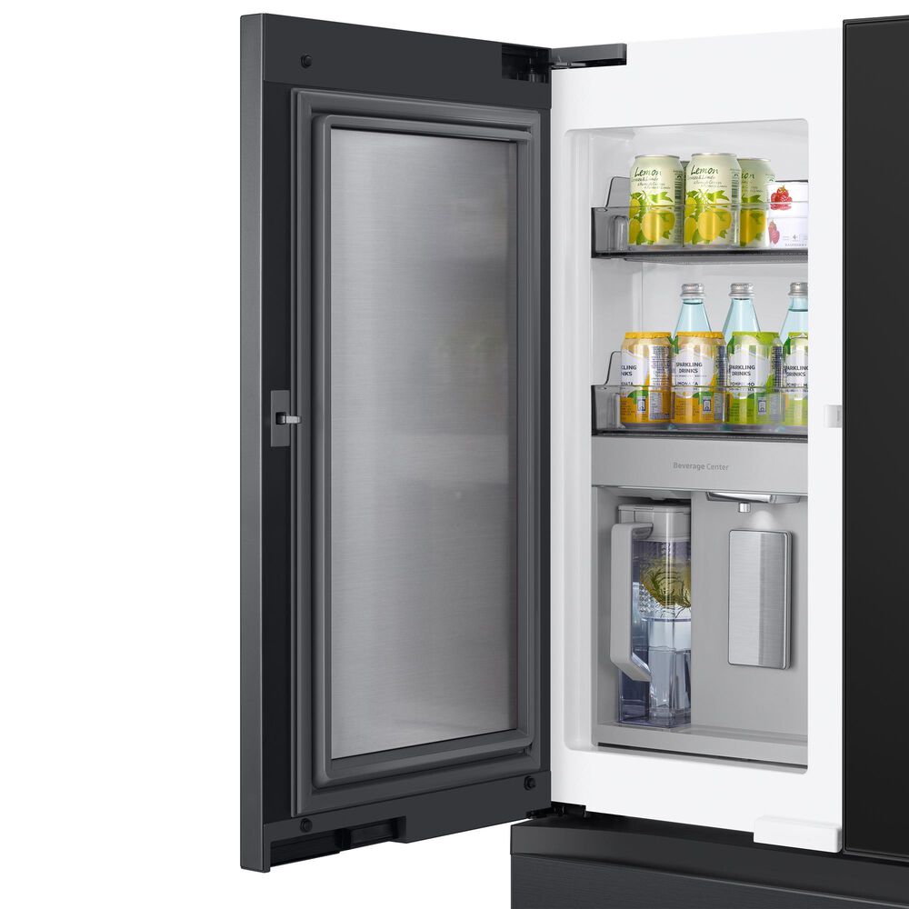Samsung Bespoke Bespoke 29 Cu. Ft. French Door Refrigerator - Charcoal Glass Top and Family Hub Panels with Matte Black Steel Middle and Bottom Panels Included, , large