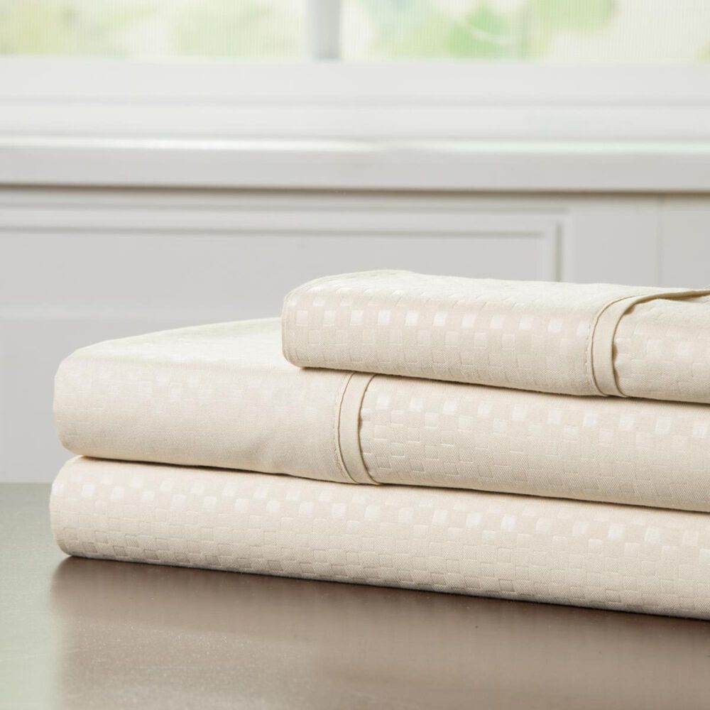 Timberlake 90 GSM Queen Embossed Sheet Set in Champagne, , large