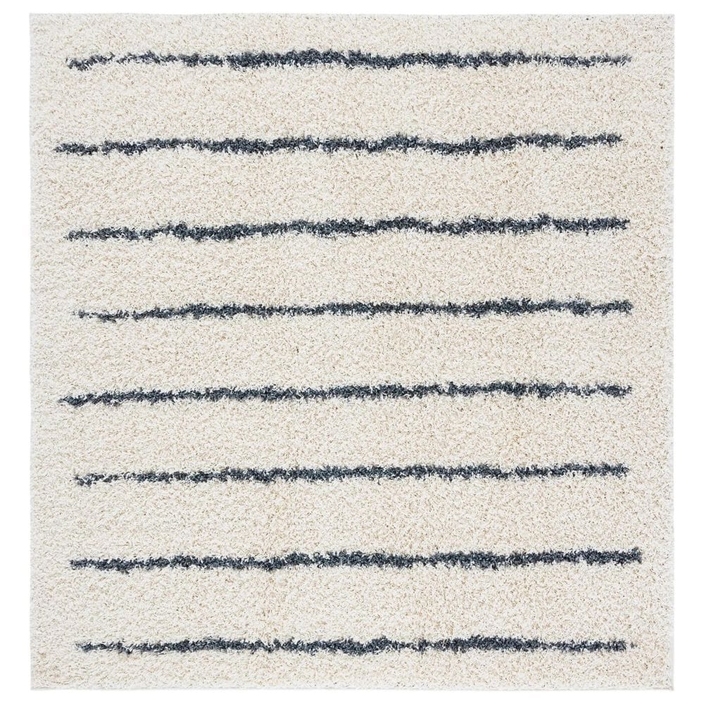 Safavieh Venus Shag VNS604B 8" Square Ivory and Dark Grey Area Rug, , large