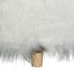 Maple and Jade Faux Fur Stool Ottoman in White, , large