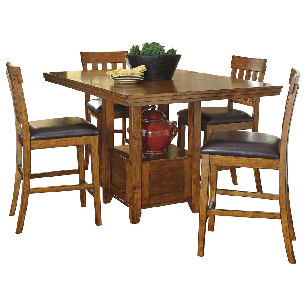 Ashley Ralene 5-Piece Counter Height Dining Set in Medium Brown, , large