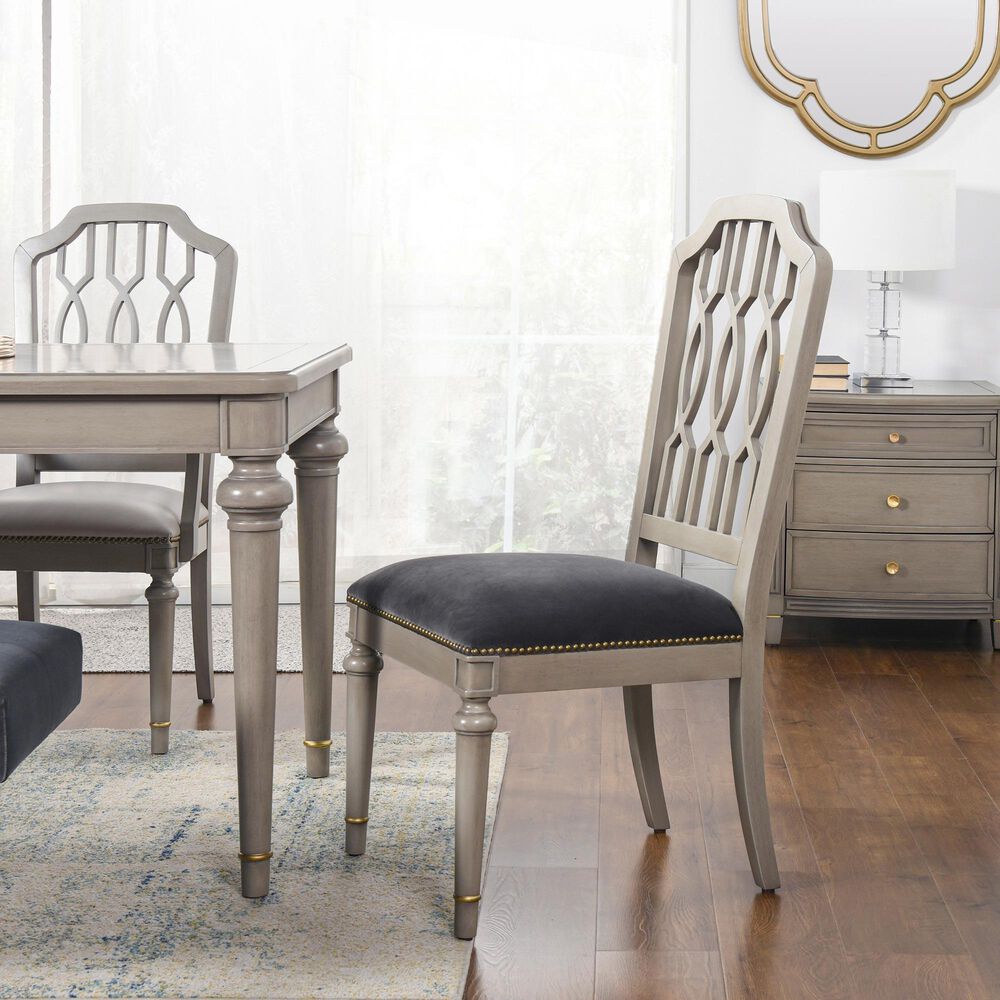 Jennifer Taylor Home Dauphin Dining Side Chair Storm Gray Cushion in