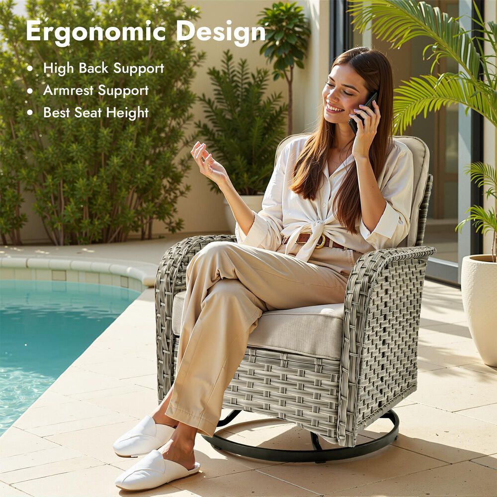 HOMLUX 3-Piece Patio Conversation Set with Side Table in Beige, , large