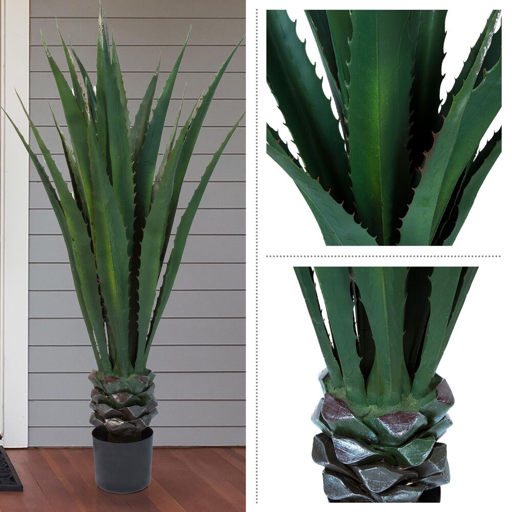 Timberlake 52" Artificial Giant Agave Floor Plant with Pot in Green, , large