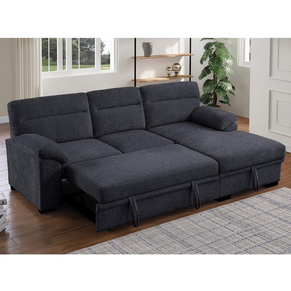 Lilola Home Kipling II 92.5&quot; Stationary Sleeper Sofa in Dark Gray, , large