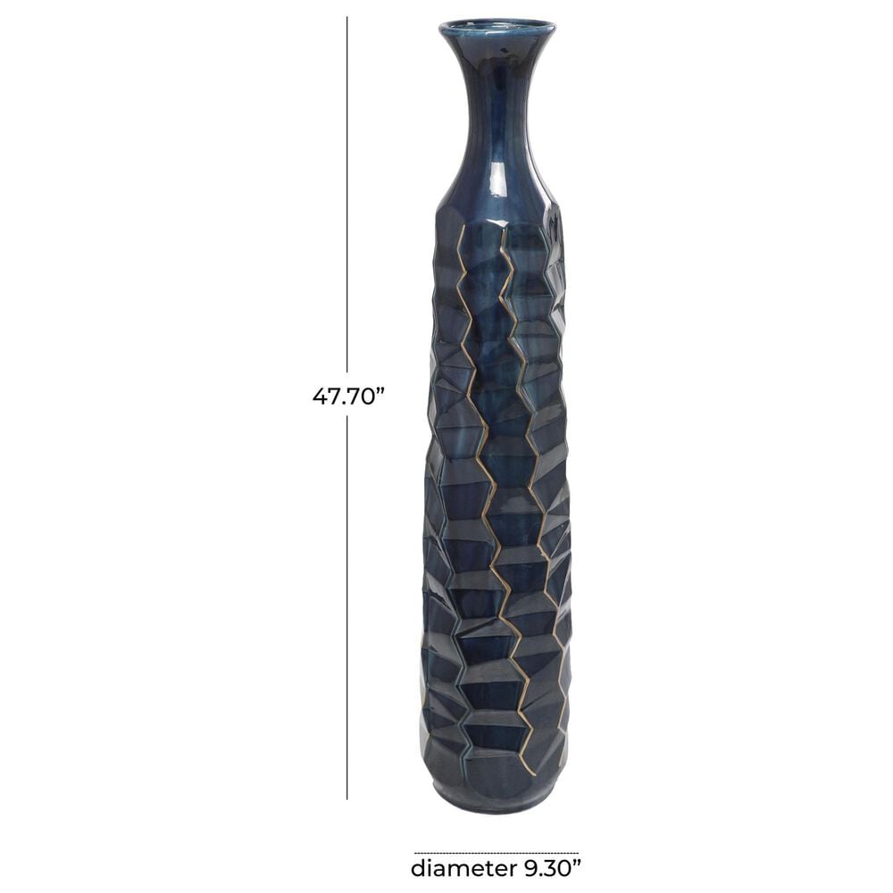 Maple and Jade 40&quot; Tall Floor Geometric Decorative Vase in Polished Teal and Gold, , large