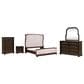 Belle Furnishings Provence Park 5-Piece King Upholstered Shelter Bedroom Set in Chateau Brown, , large