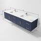 Lexora Home Geneva 84" Double Bathroom Vanity in Navy Blue with 2 cm White Cultured Marble Top and Rectangular Sinks, , large