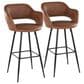 Lumisource Margarite Barstool with Brown Cushion in Black (Set of 2), , large