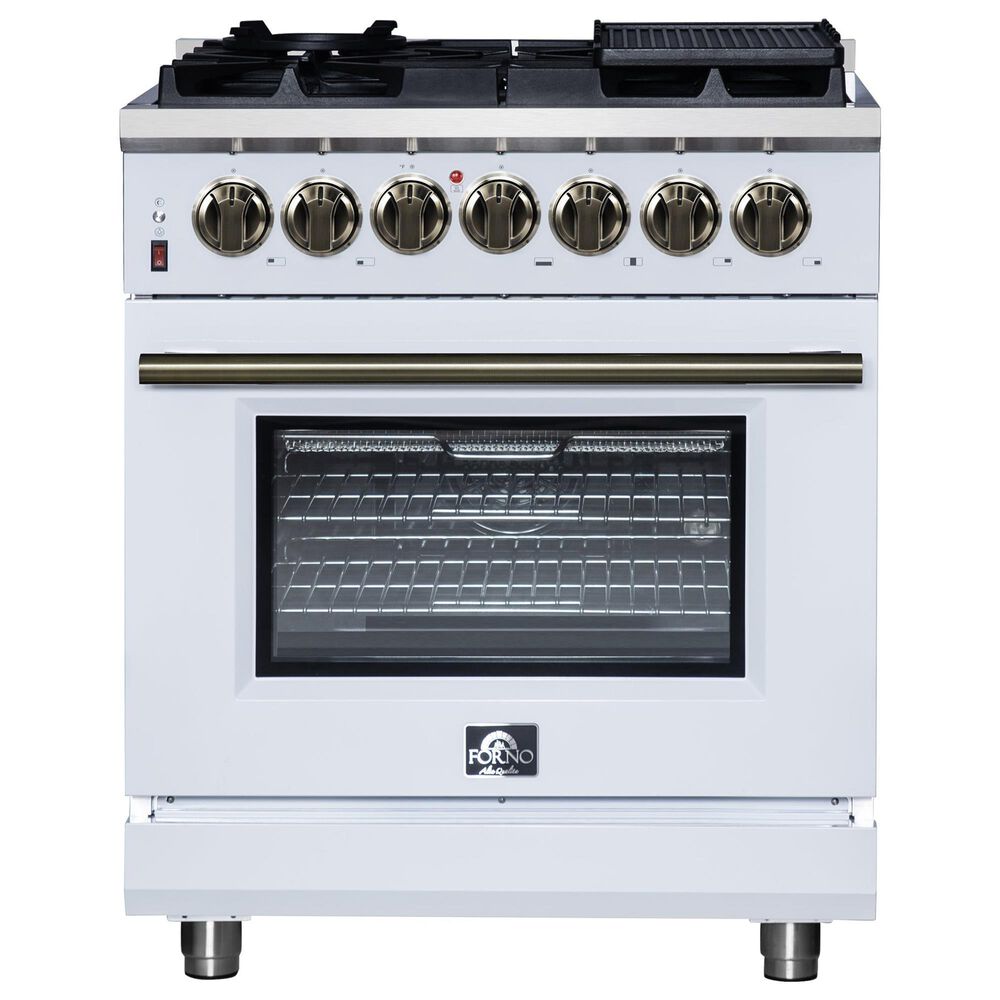 Forno Massimo 30" Freestanding Dual Fuel Range in White, , large