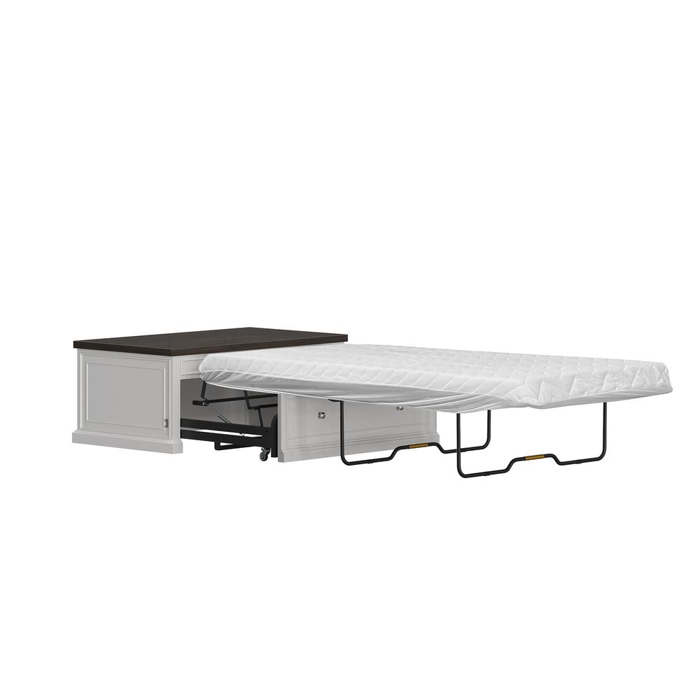 Richlands Furniture Soren Lift Top Dream Console with Twin Convertible Bed in White and Brown, , large