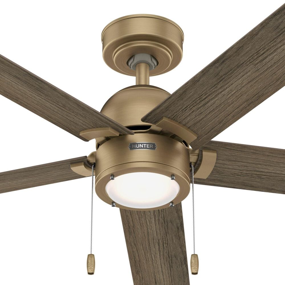 Hunter-Douglas Erling 52&quot; Ceiling Fan with LED Light in Burnished Brass, , large