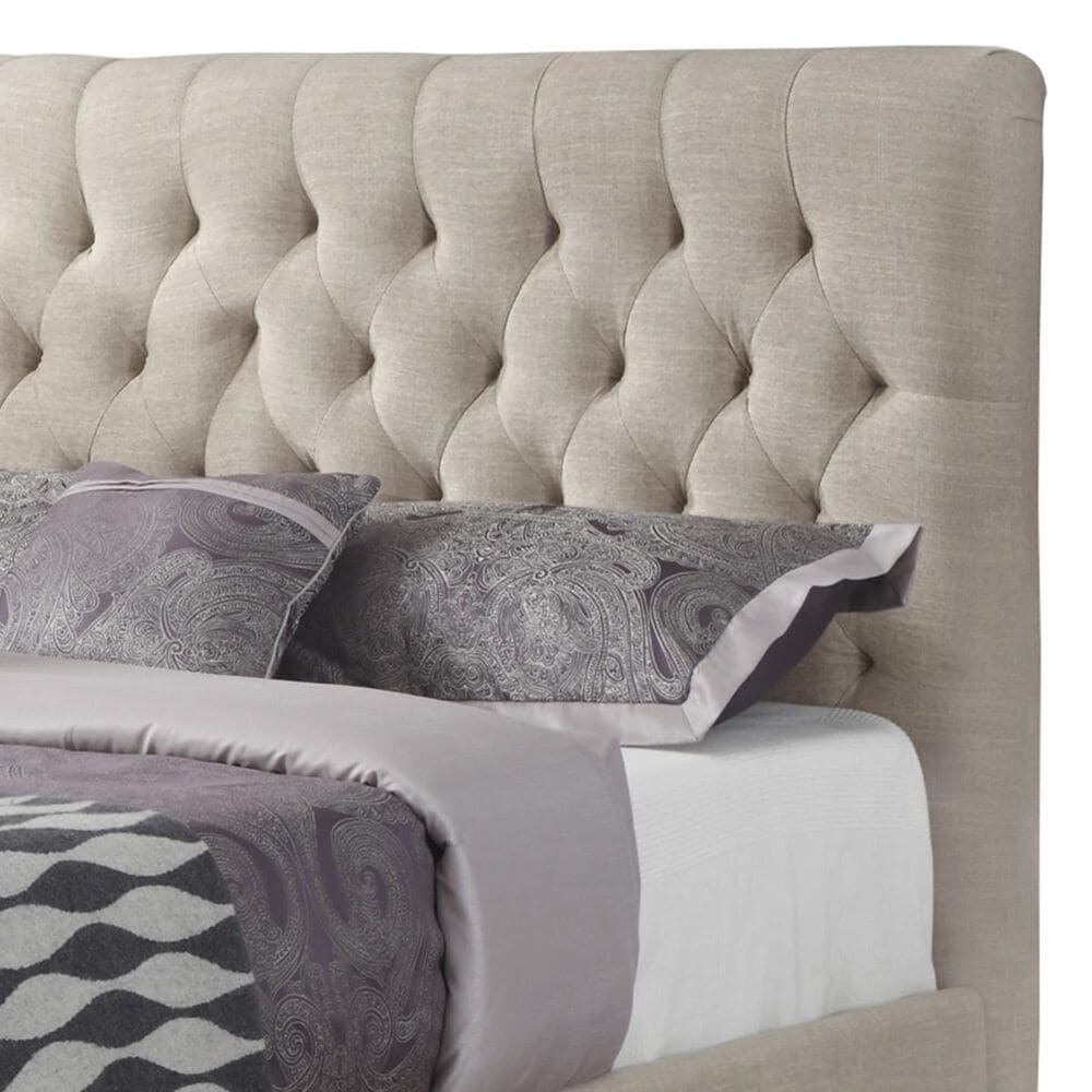 Pacific Landing Chloe Full Upholstered Bed with Black Legs in Neutral, , large