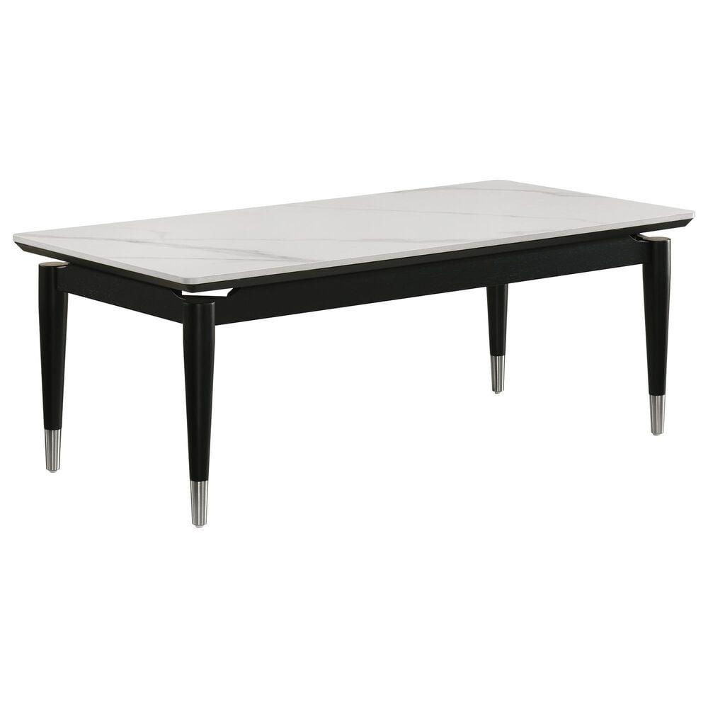 Furniture of America Kalor Coffee Table in Black, White and Silver, , large