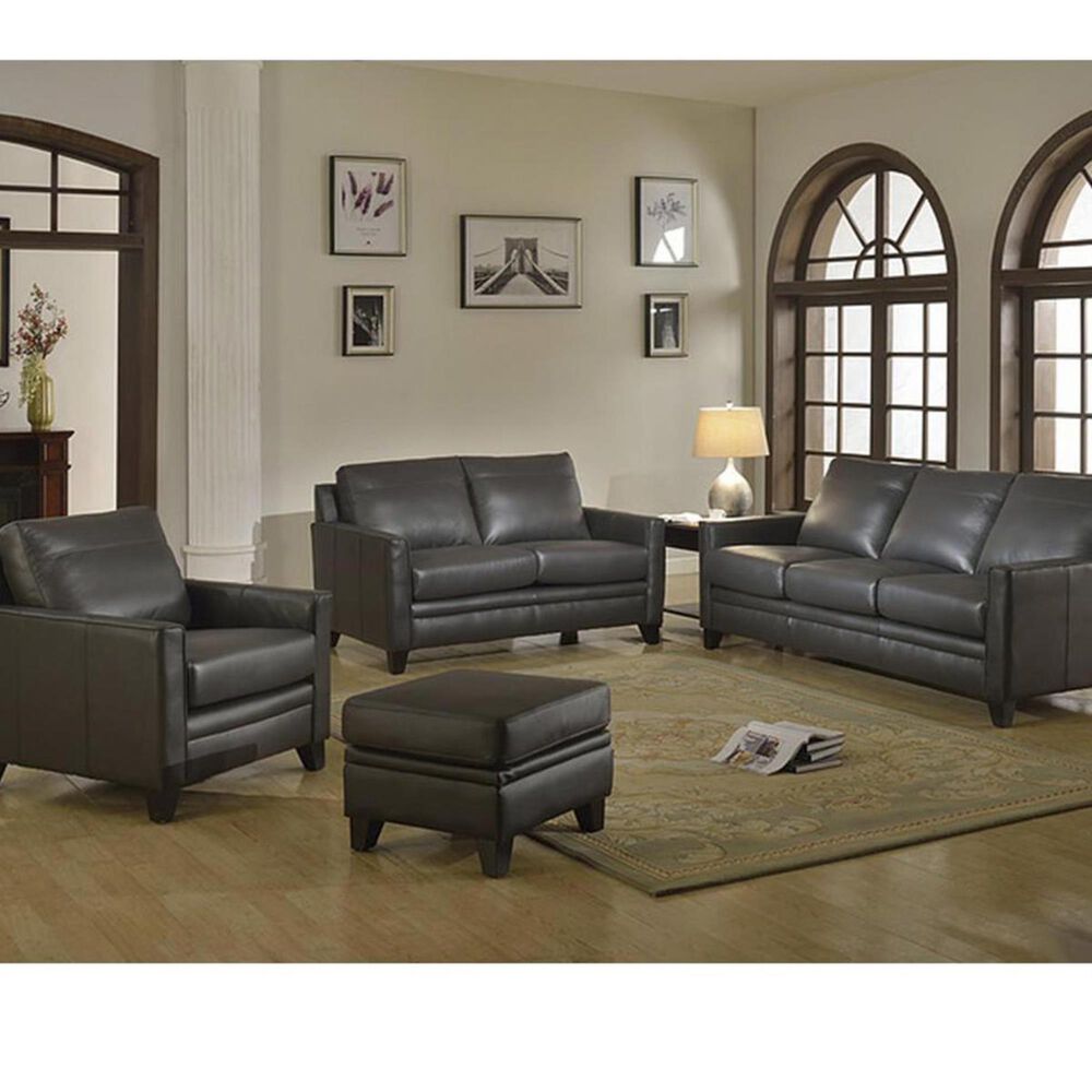 Italiano Furniture Fletcher Leather Chair in Charcoal Gray, , large