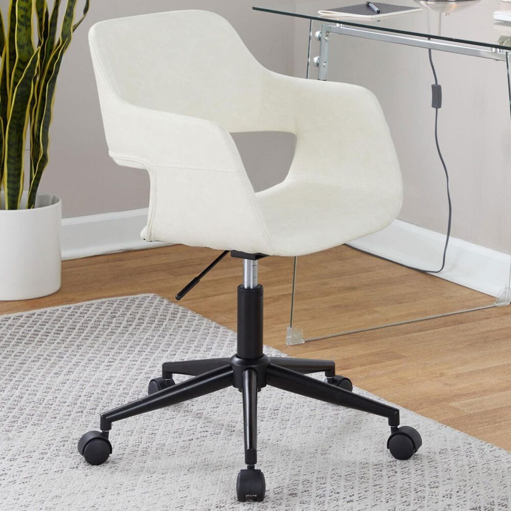 Lumisource Margarite Task Chair with Cream Faux Leather Cushion in Black, , large