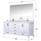 Lexora Home Jacques 72" Double Bathroom Vanity in Distressed Grey with 2 cm White Carrara Marble Top and Rectangular Sinks, , large