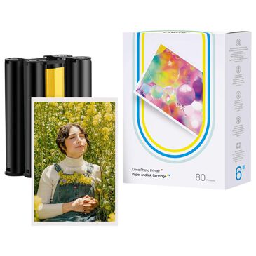 Liene Liene Amber 80-Sheet 4" x 6" Photo Printer Paper and 2 Ink Cartridges Refill in White, , large