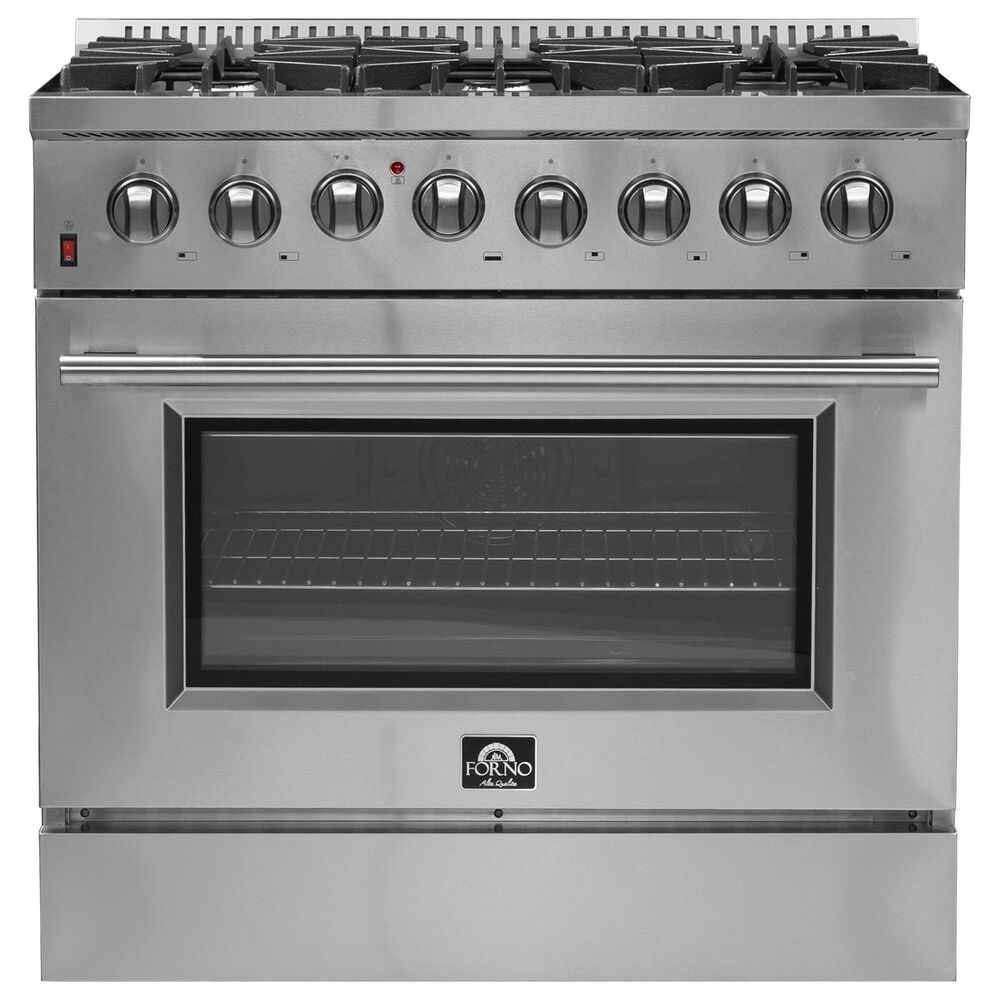 Forno Galiano 36" Freestanding Dual Fuel Range in Stainless Steel, , large