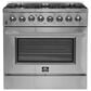 Forno Galiano 36" Freestanding Dual Fuel Range in Stainless Steel, , large