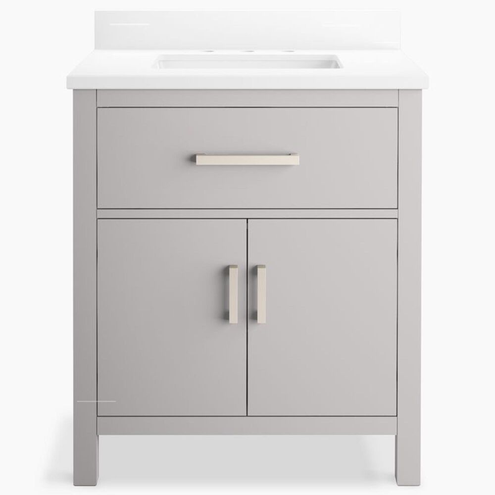 Kohler Kresla 30" Single Bathroom Vanity in Atmos Grey with 3 cm White Quartz Top and Rectangular Sink, , large