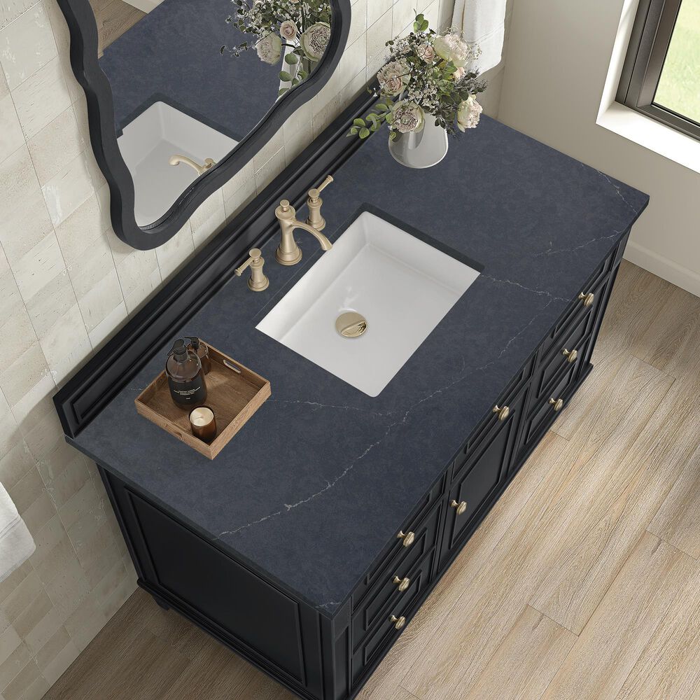 James Martin Vanities Lorelai 48&quot; Single Vanity in Black Onyx with 3 cm Charcoal Soapstone Quartz Top, , large